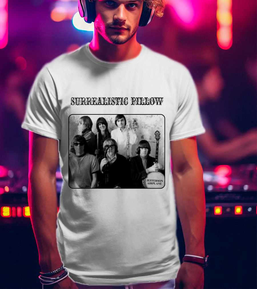 Surrealistic Pillow Jefferson Airplane Album Cover Black And White Photography T-Shirt