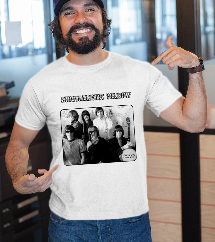 Surrealistic Pillow Jefferson Airplane Album Cover Black And White Photography T-Shirt
