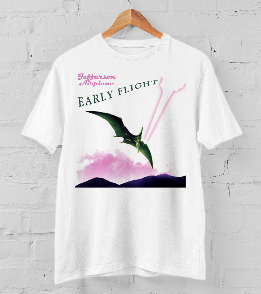 Jefferson Airplane Early Flight Pterosaur Pink Cloud T-Shirt