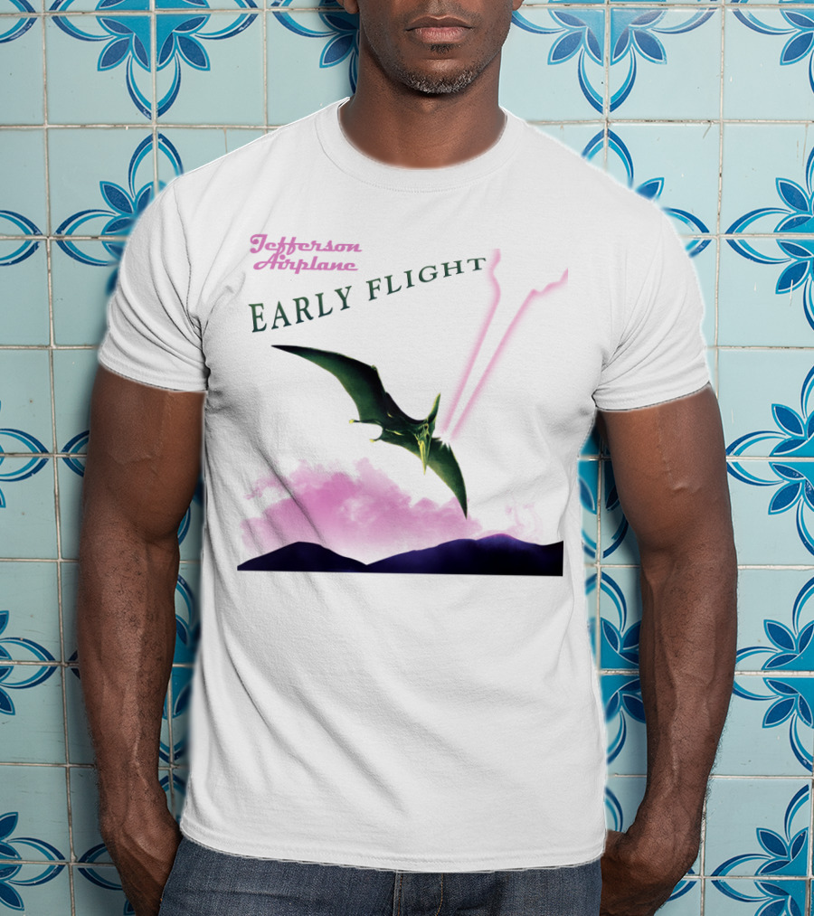 Jefferson Airplane Early Flight Pterosaur Pink Cloud T-Shirt