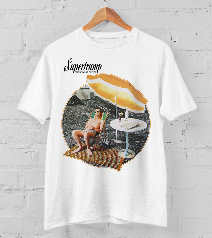 Supertramp Crisis? What Crisis? 1975 Album Art Beach Scene T-Shirt