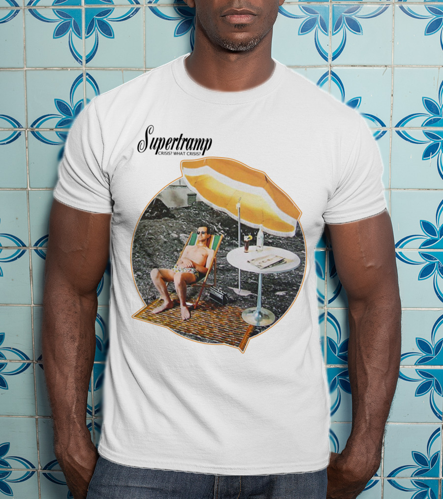 Supertramp Crisis? What Crisis? 1975 Album Art Beach Scene T-Shirt