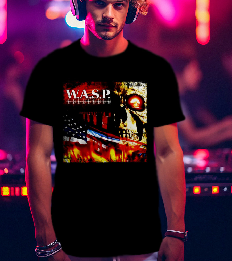 W.a.s.p. American Flag Skull T-Shirt