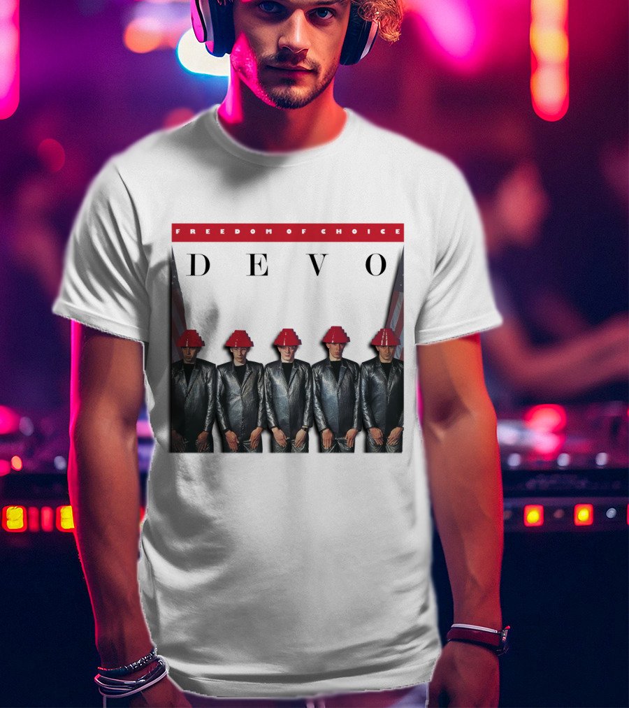 Freedom Of Choice Devo Red Hat Band Members T-Shirt