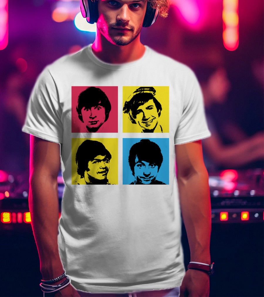 Pop Art Faces In Red Yellow Blue T-Shirt