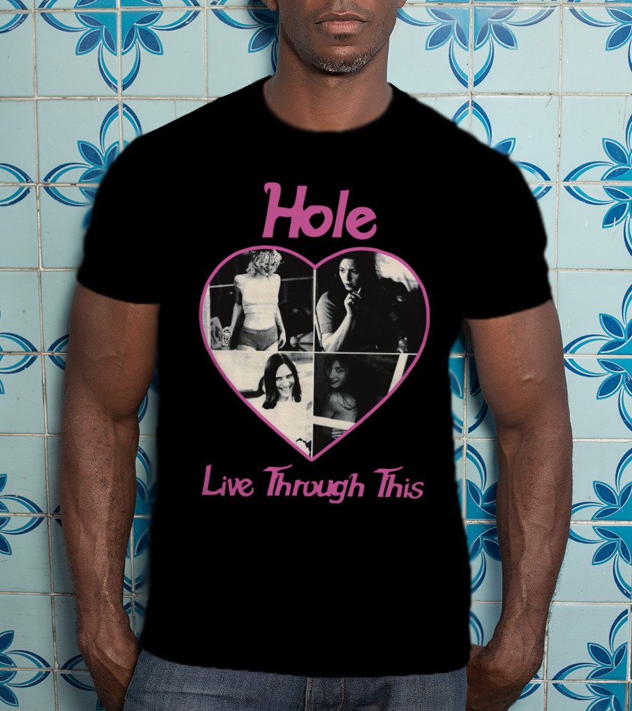 Hole Live Through This Heart Collage T-Shirt