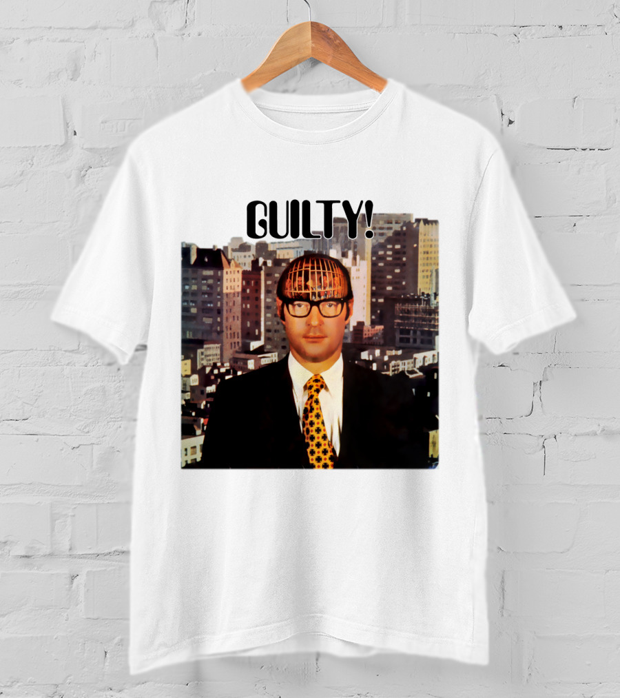 Guilty! Man With Cityscape Cage Head T-Shirt
