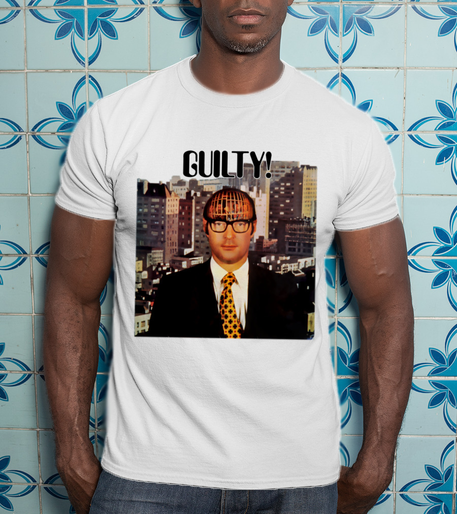 Guilty! Man With Cityscape Cage Head T-Shirt