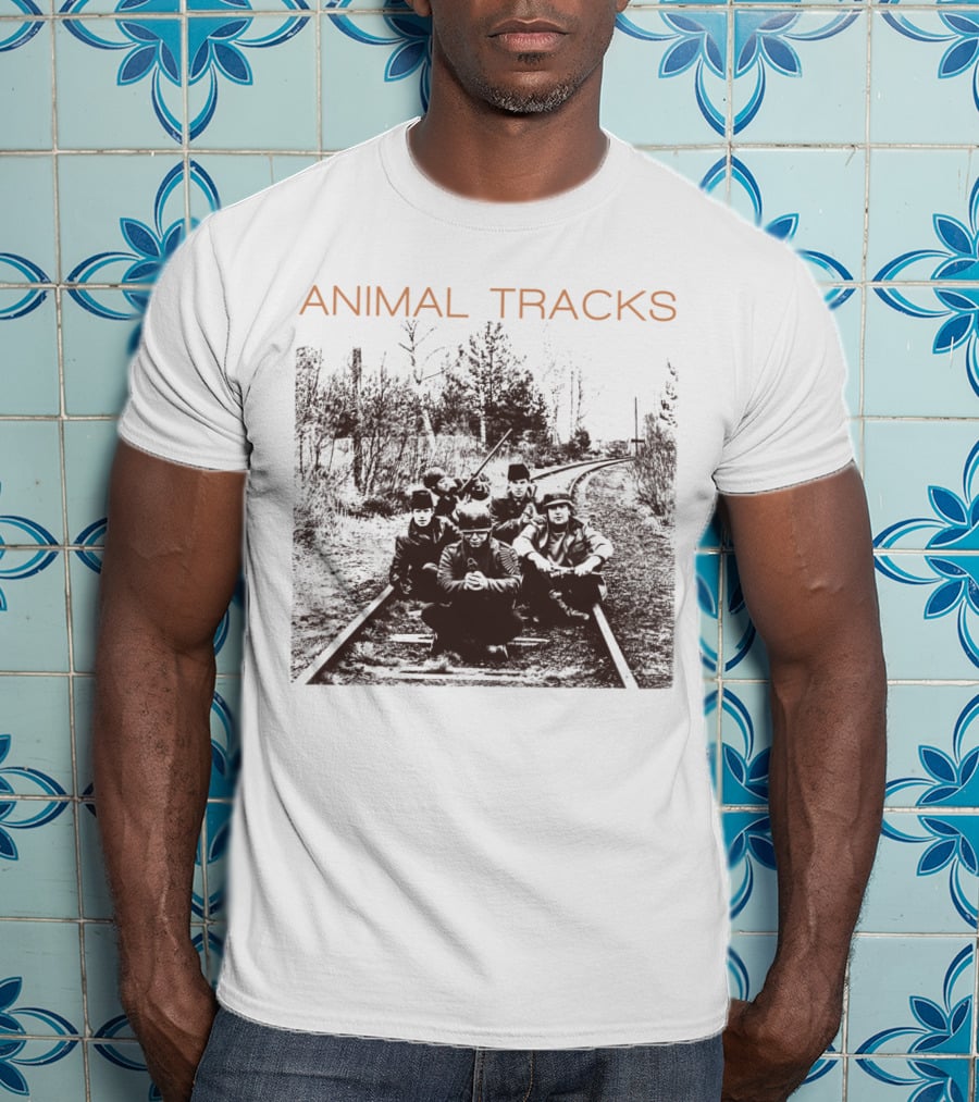 Animal Tracks Vintage Railroad Photo T-Shirt