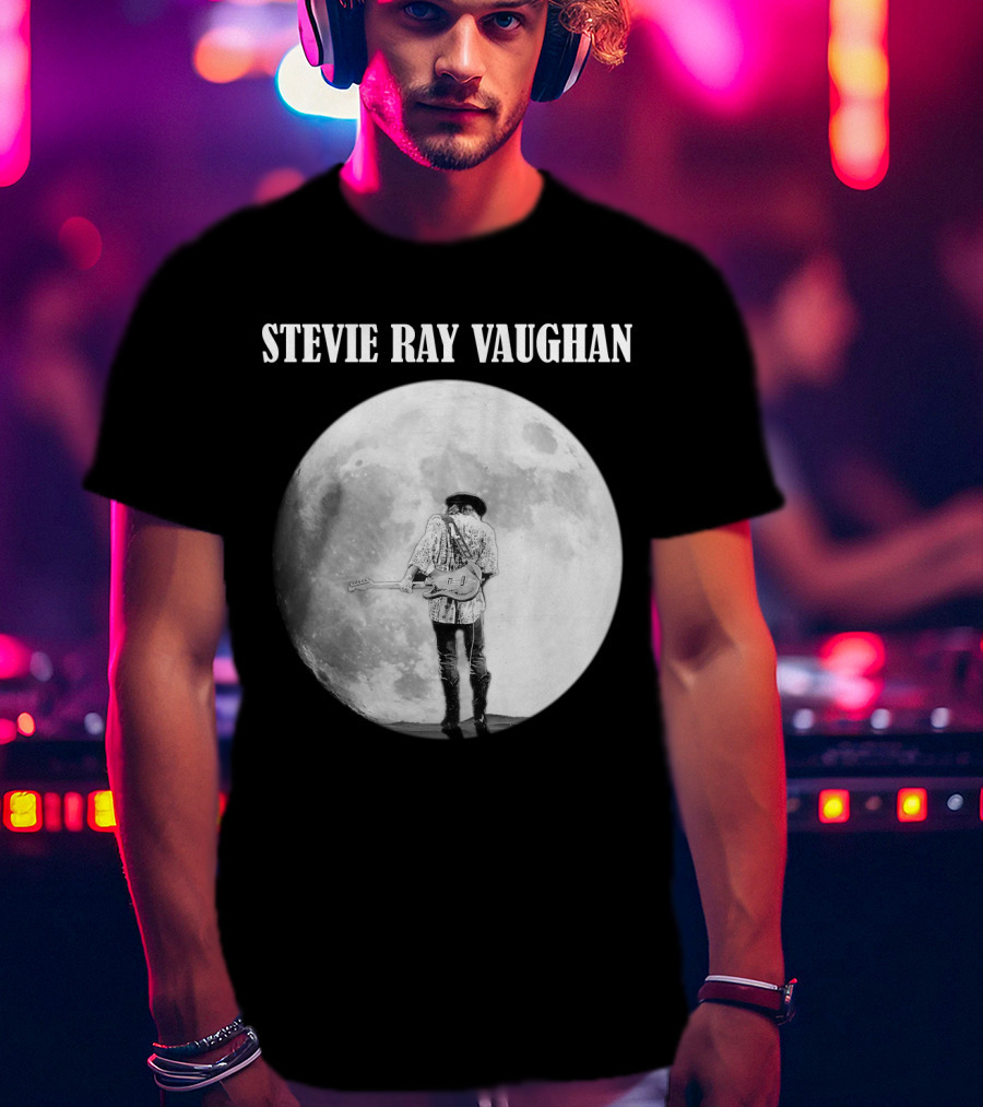 Stevie Ray Vaughan Moon Guitar Silhouette T-Shirt