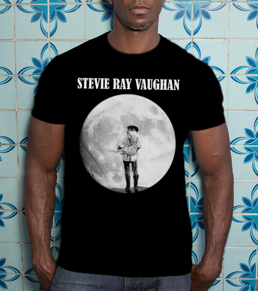 Stevie Ray Vaughan Moon Guitar Silhouette T-Shirt