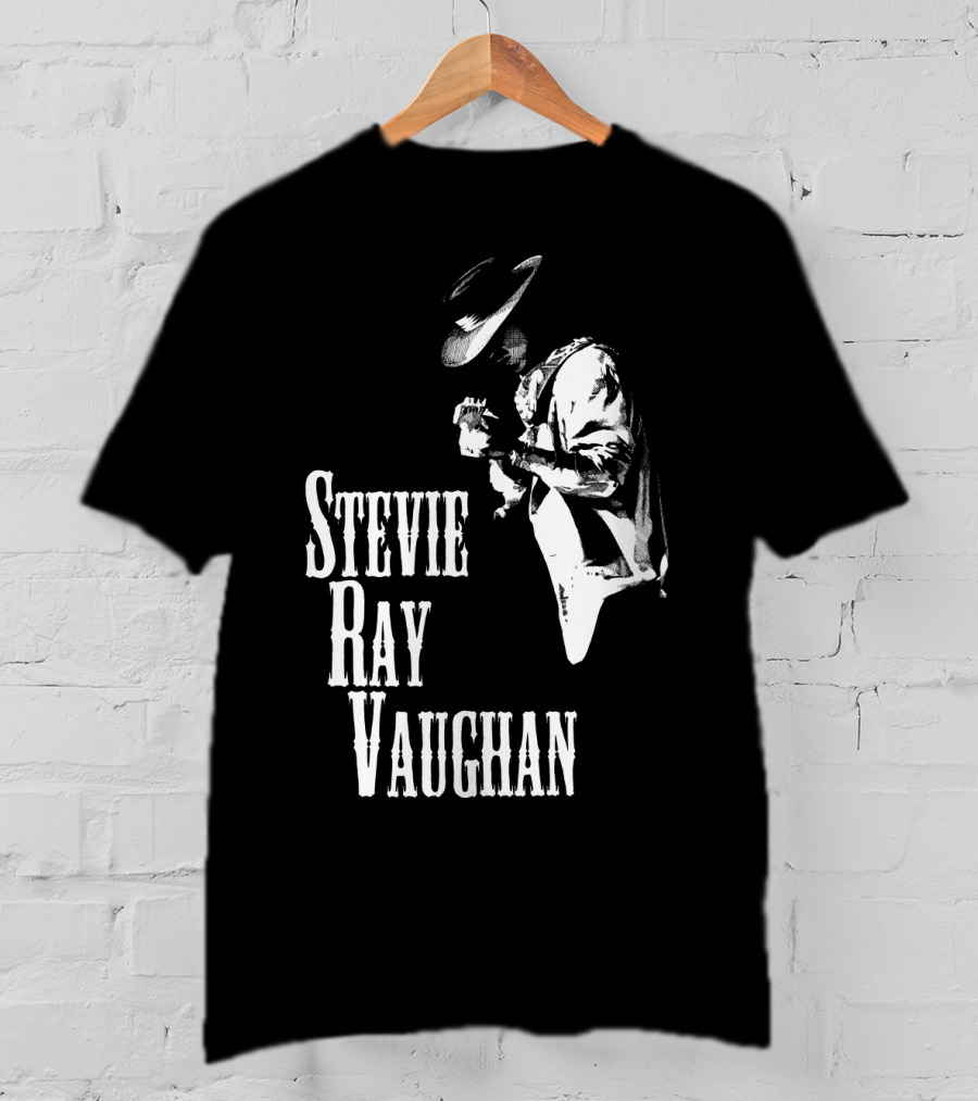Stevie Ray Vaughan Black And White Silhouette T-Shirt