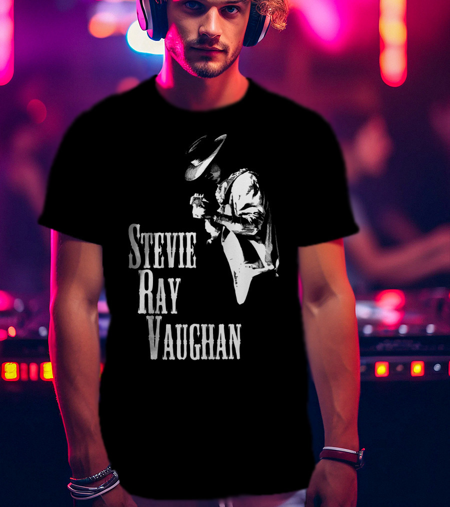 Stevie Ray Vaughan Black And White Silhouette T-Shirt