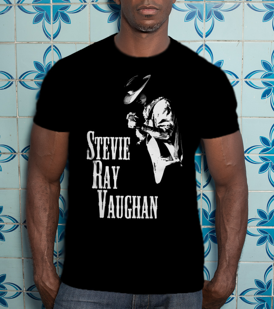 Stevie Ray Vaughan Black And White Silhouette T-Shirt