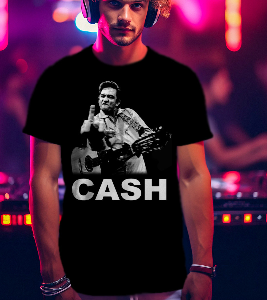 Cash Middle Finger Guitar Iconic Pose T-Shirt