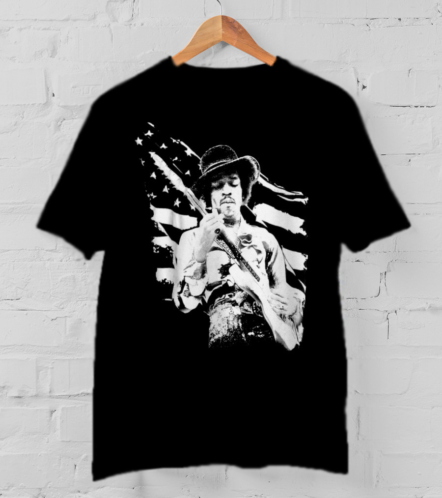 Jimi Hendrix American Flag Guitar Tribute T-Shirt
