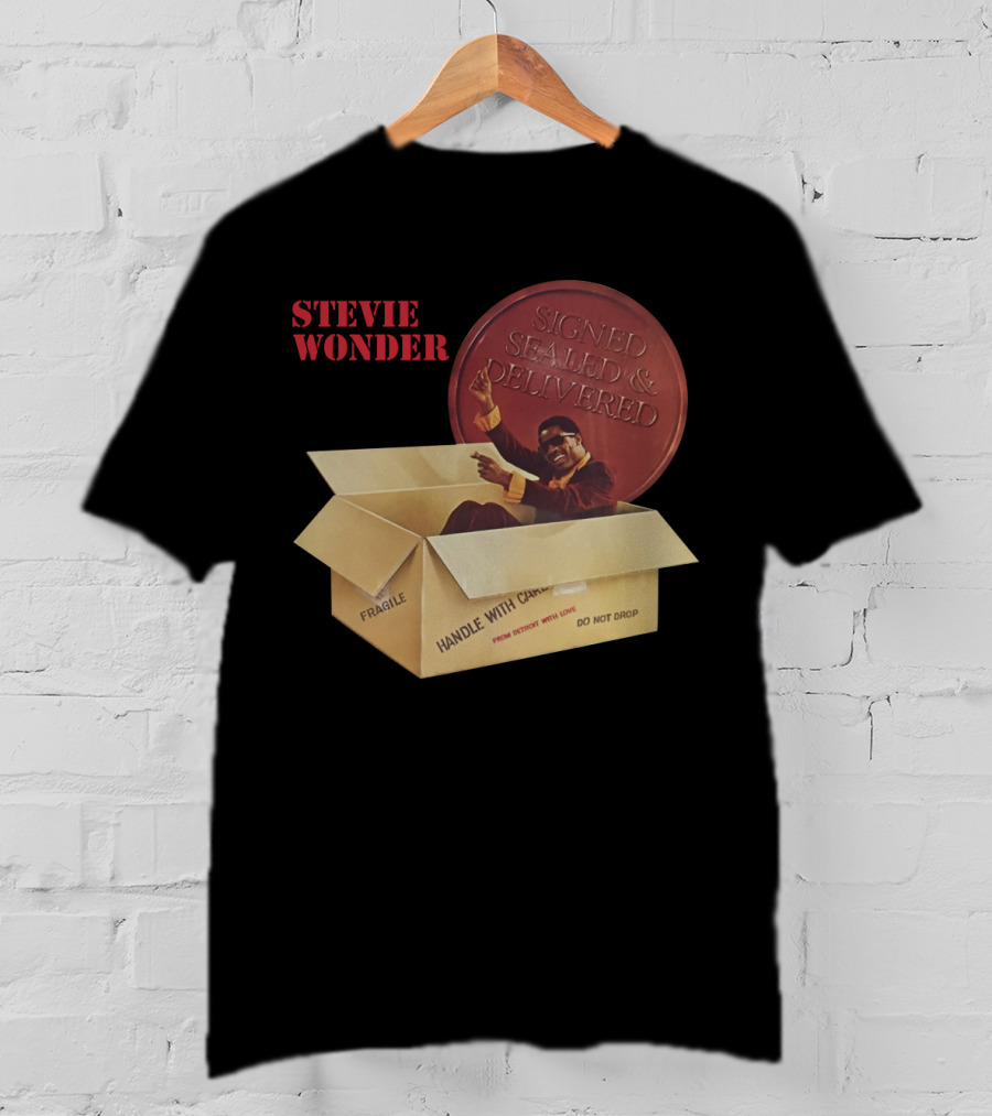 Stevie Wonder Signed Sealed & Delivered Album Cover T-Shirt