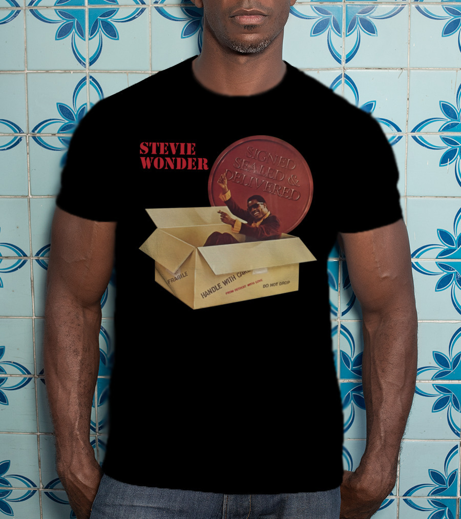 Stevie Wonder Signed Sealed & Delivered Album Cover T-Shirt