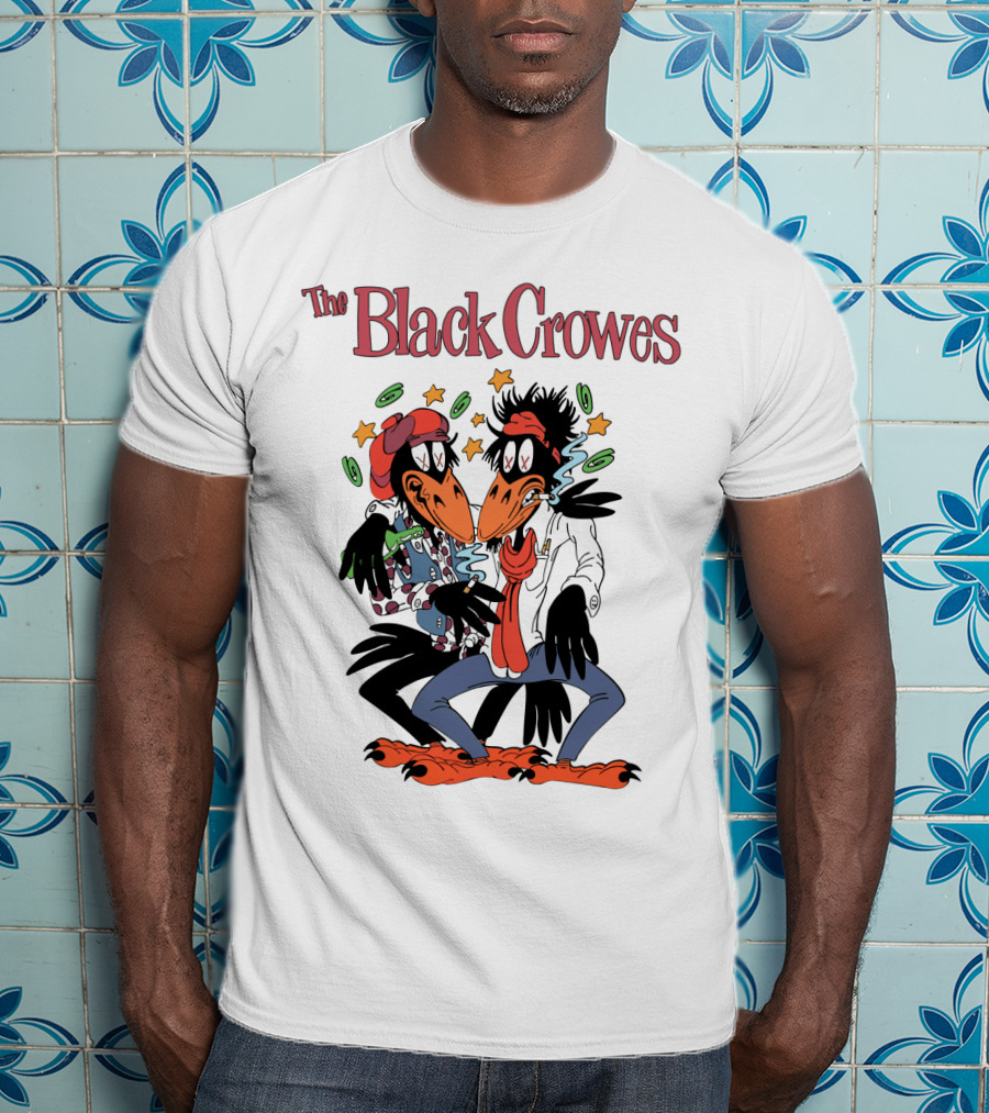 The Black Crowes Comic Duo With Stars And Spirals T-Shirt