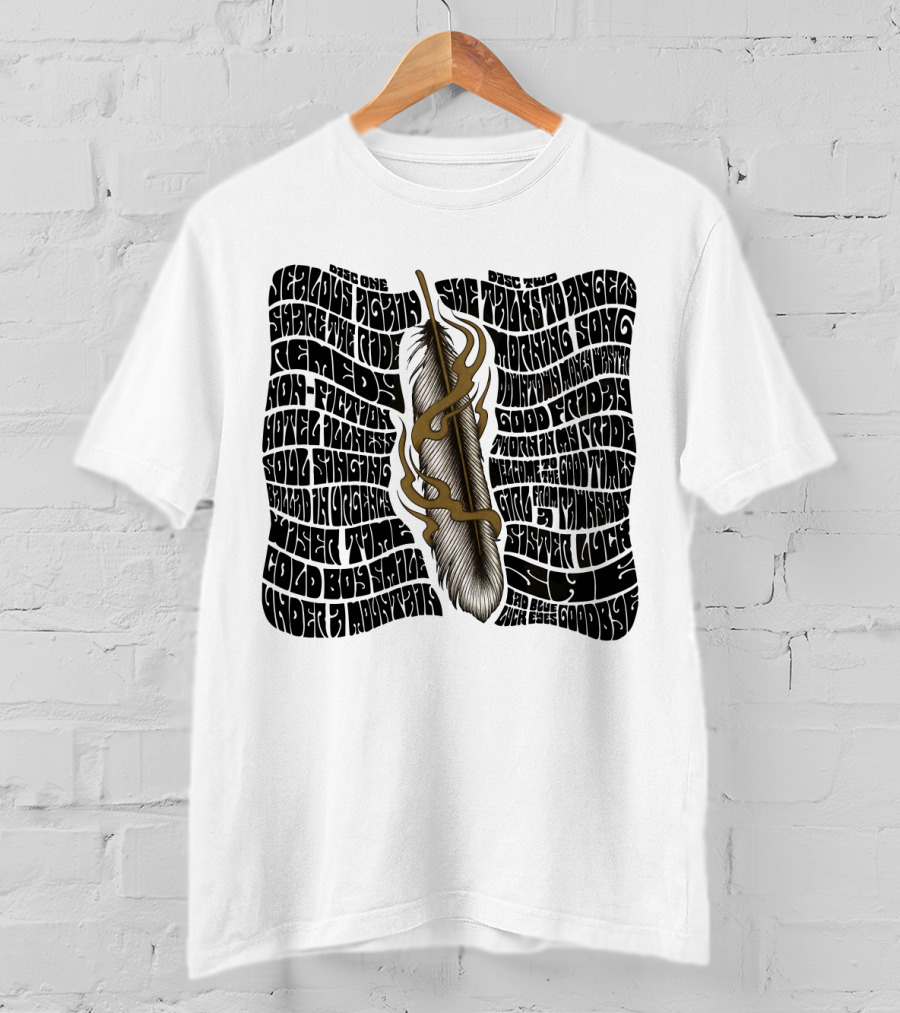 Serious Poetry She Talks To Angels Remedy Cold Roses Feather Artwork T-Shirt