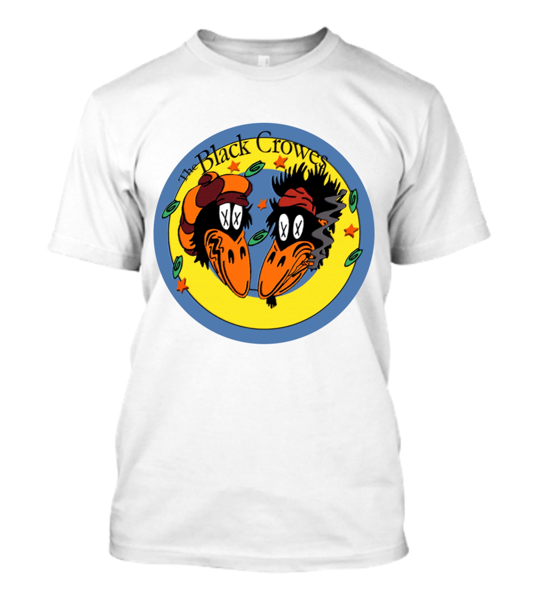 The Black Crowes Cartoon Birds Circle Stars T-Shirt