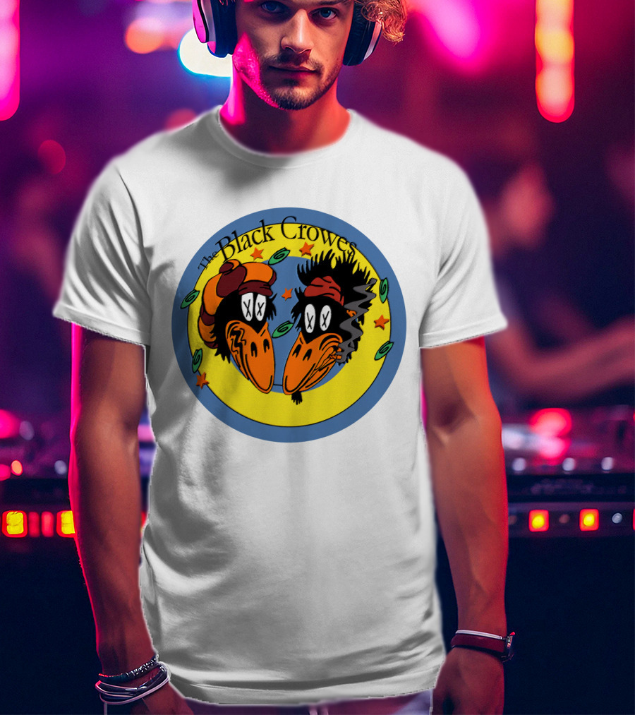 The Black Crowes Cartoon Birds Circle Stars T-Shirt