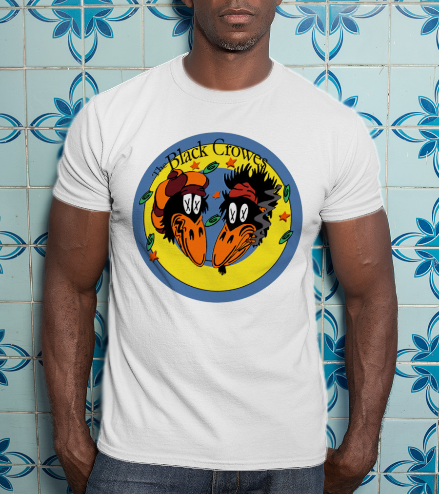 The Black Crowes Cartoon Birds Circle Stars T-Shirt