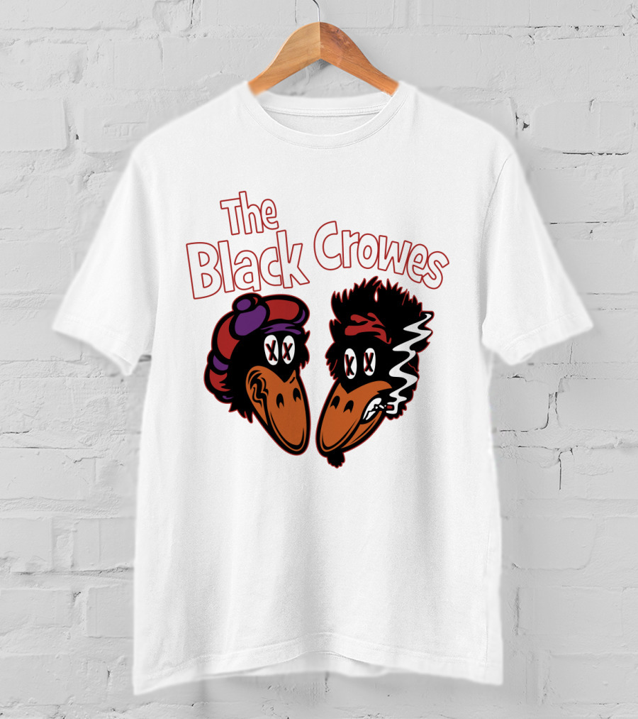 The Black Crowes Cartoon Band Logo Two Characters Smoking T-Shirt
