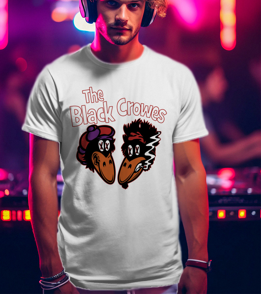 The Black Crowes Cartoon Band Logo Two Characters Smoking T-Shirt
