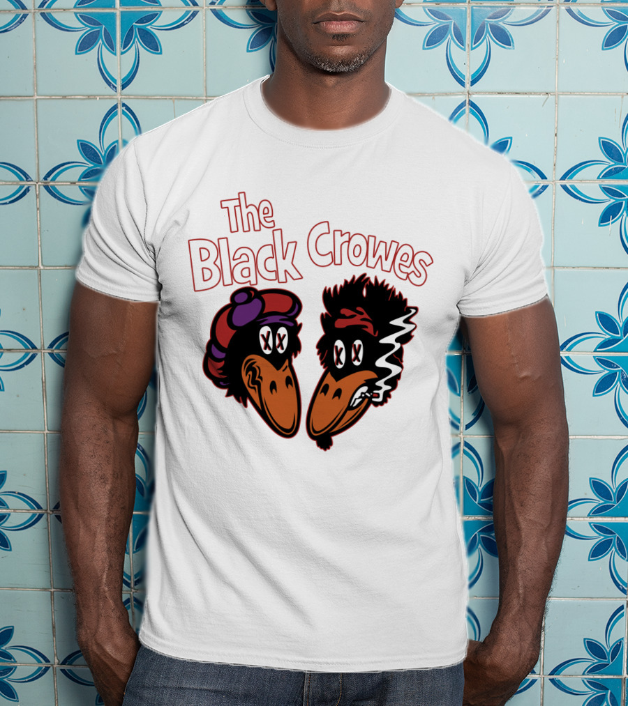The Black Crowes Cartoon Band Logo Two Characters Smoking T-Shirt