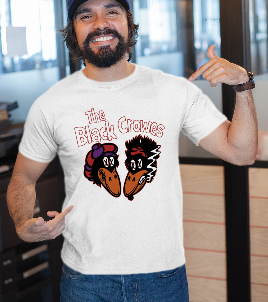 The Black Crowes Cartoon Band Logo Two Characters Smoking T-Shirt