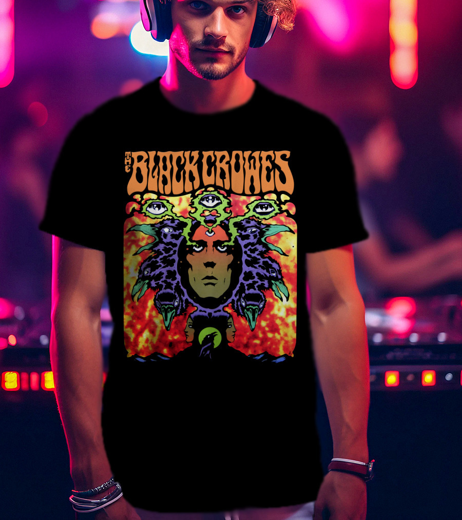 The Black Crowes Psychedelic Multicolor Face And Eyes T-Shirt
