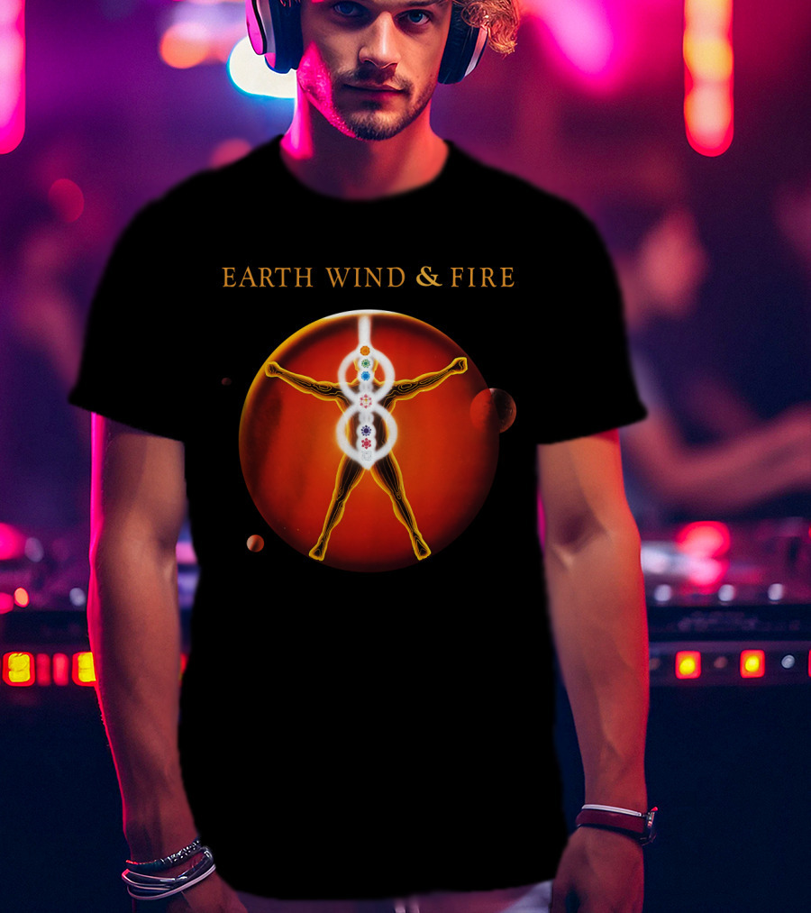 Earth Wind & Fire Ewf Human Chakra On Planet Red T-Shirt