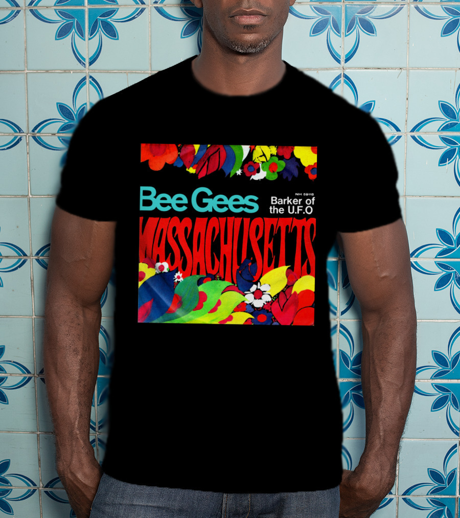 Bee Gees Massachusetts Barker Of The U.f.o. Floral Psychedelic Theme T-Shirt