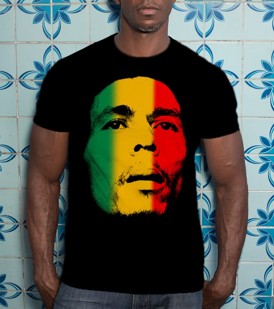 Bml Rasta Face Green Yellow Red T-Shirt