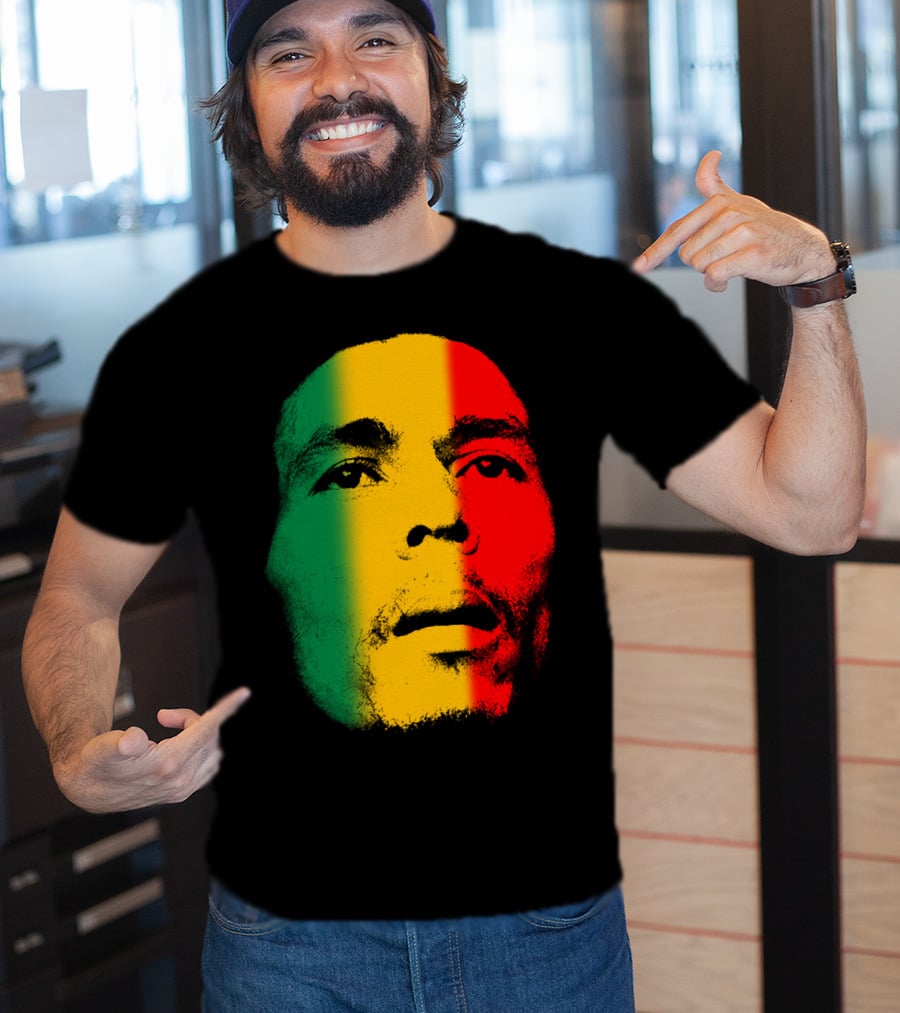 Bml Rasta Face Green Yellow Red T-Shirt