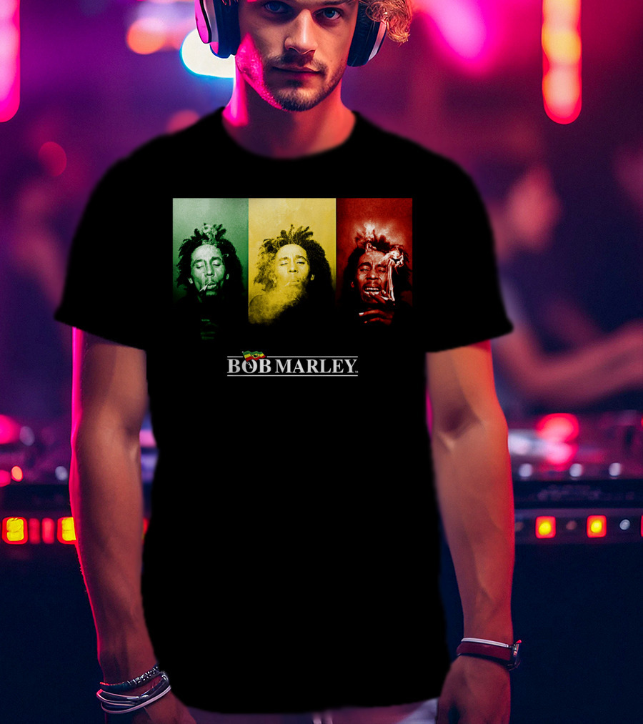 Bob Marley Rasta Tricolor Smoke T-Shirt