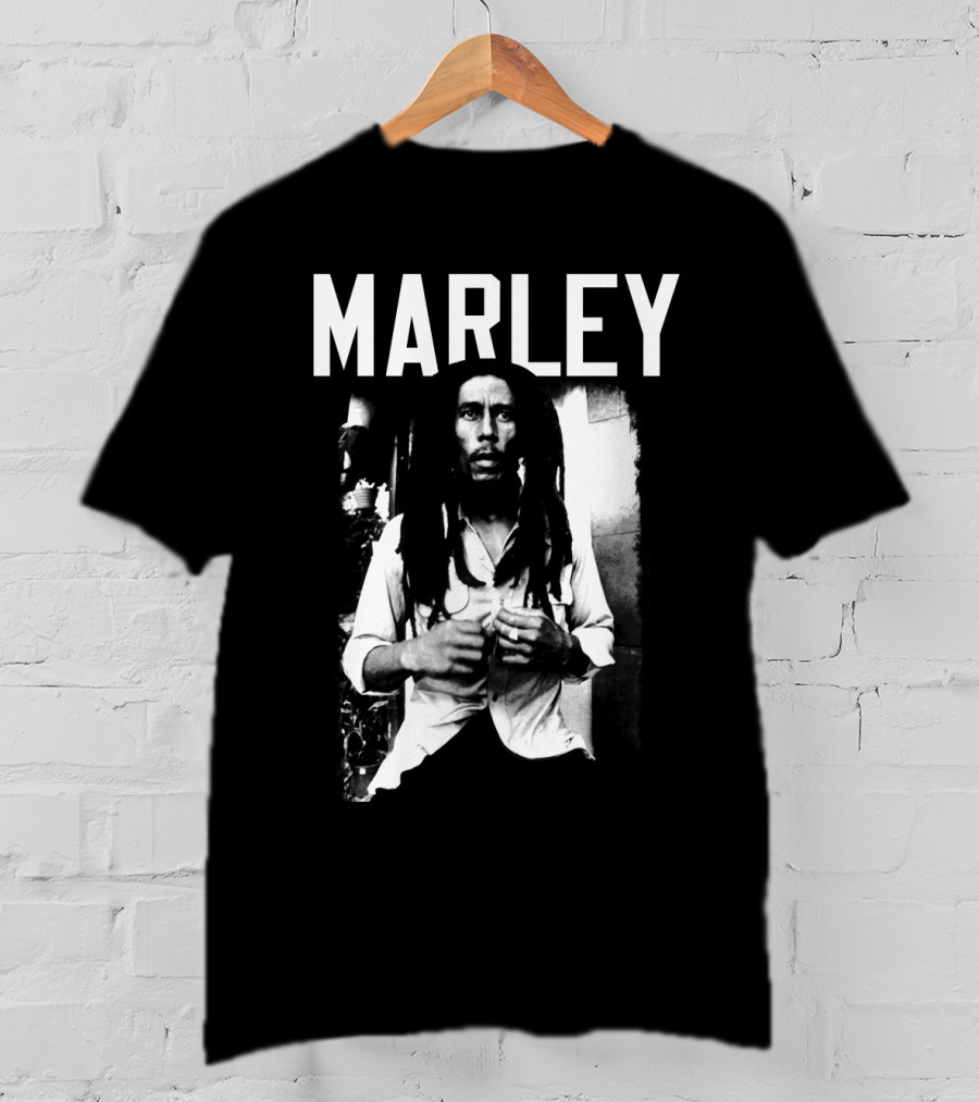 Marley Reggae Legend Iconic Portrait Black And White T-Shirt