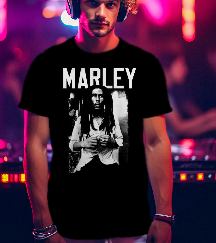 Marley Reggae Legend Iconic Portrait Black And White T-Shirt