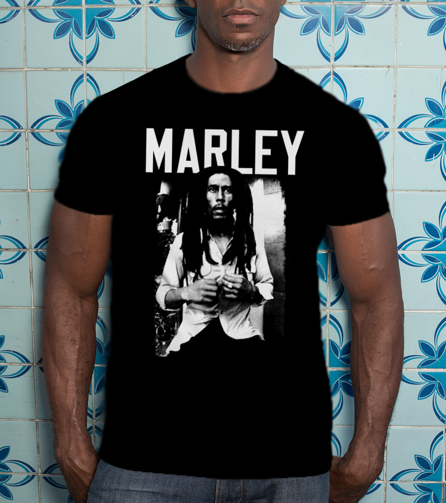 Marley Reggae Legend Iconic Portrait Black And White T-Shirt