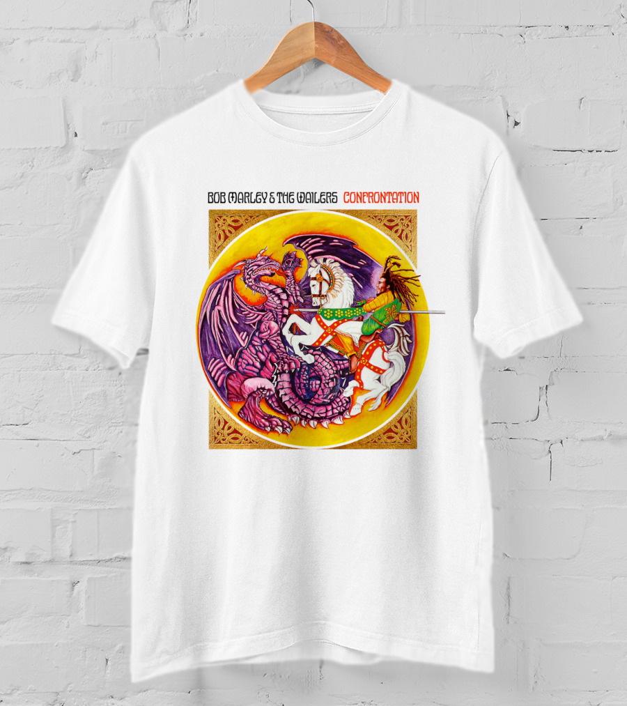 Bob Marley And The Wailers Confrontation Album Cover Dragon And Knight T-Shirt