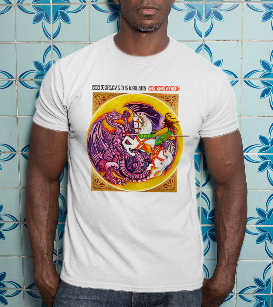 Bob Marley And The Wailers Confrontation Album Cover Dragon And Knight T-Shirt