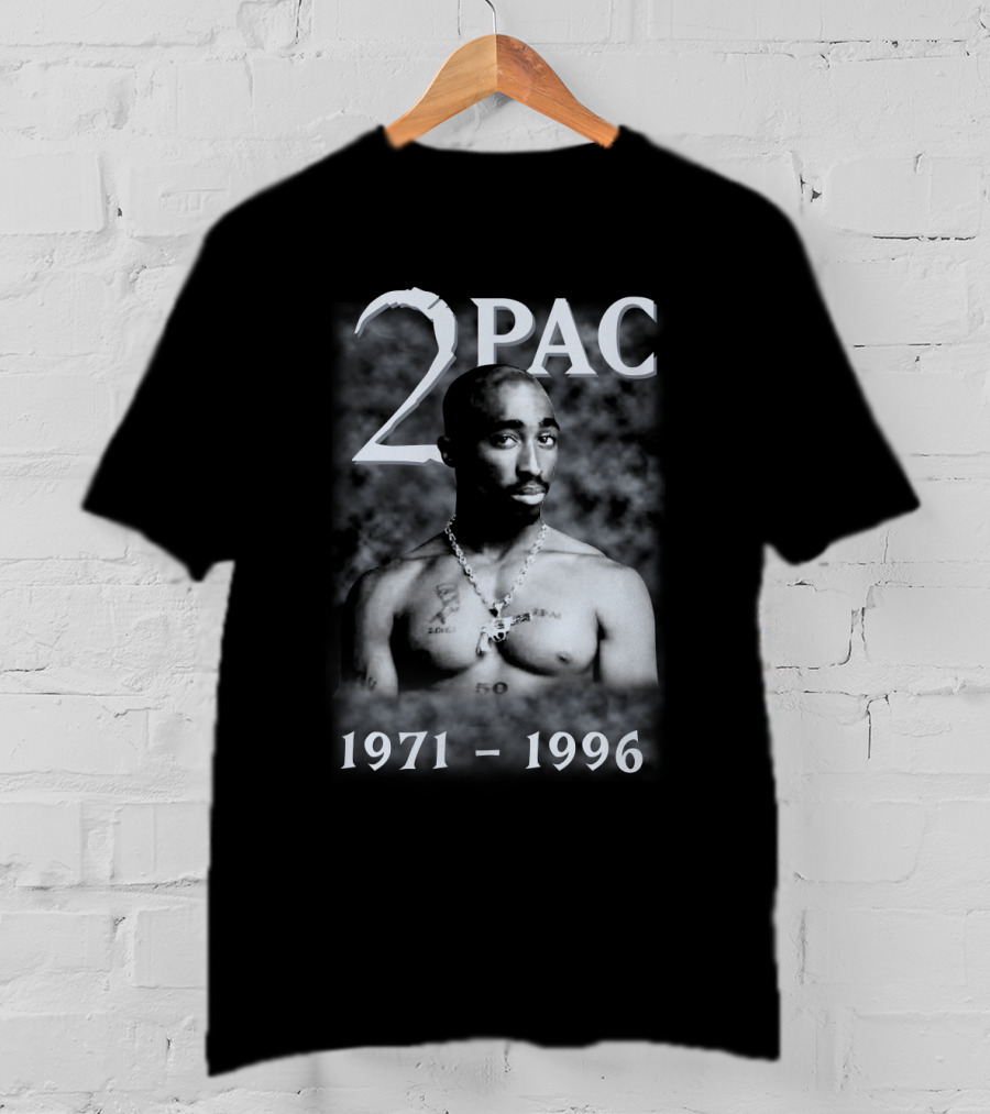 2Pac 1971-1996 Tribute Featuring Iconic Black And White T-Shirt