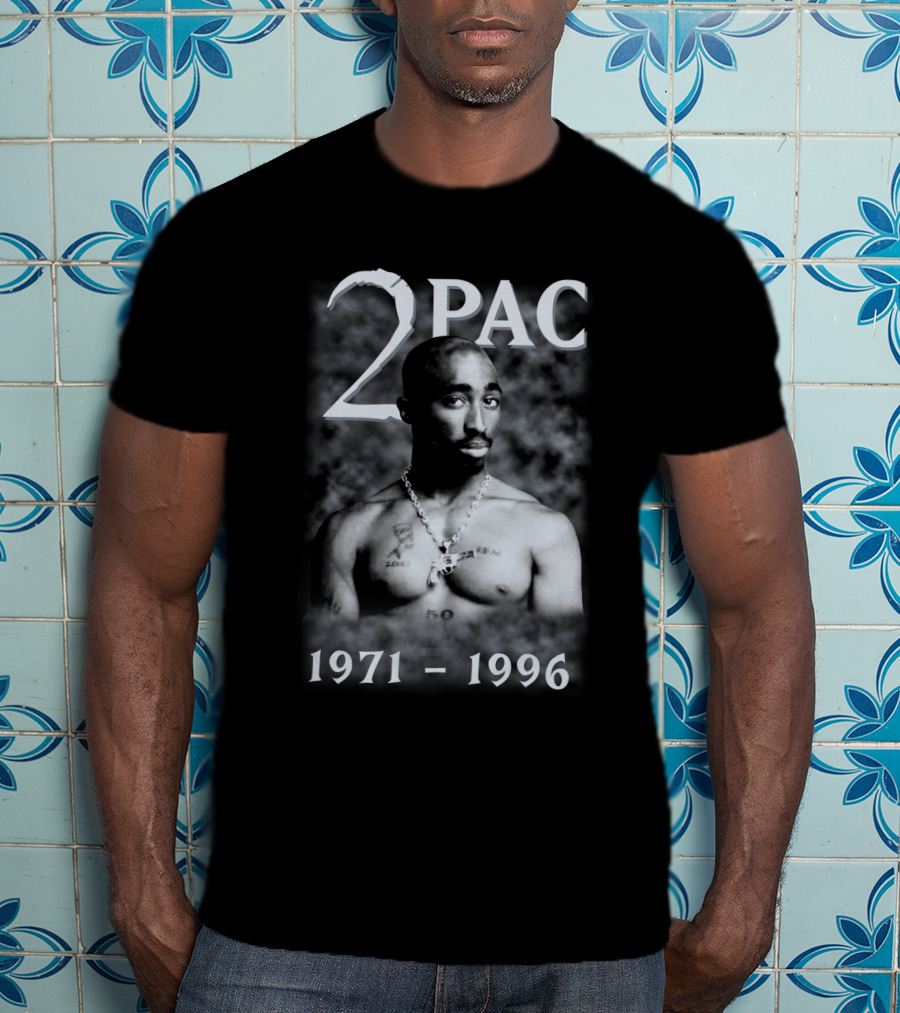 2Pac 1971-1996 Tribute Featuring Iconic Black And White T-Shirt