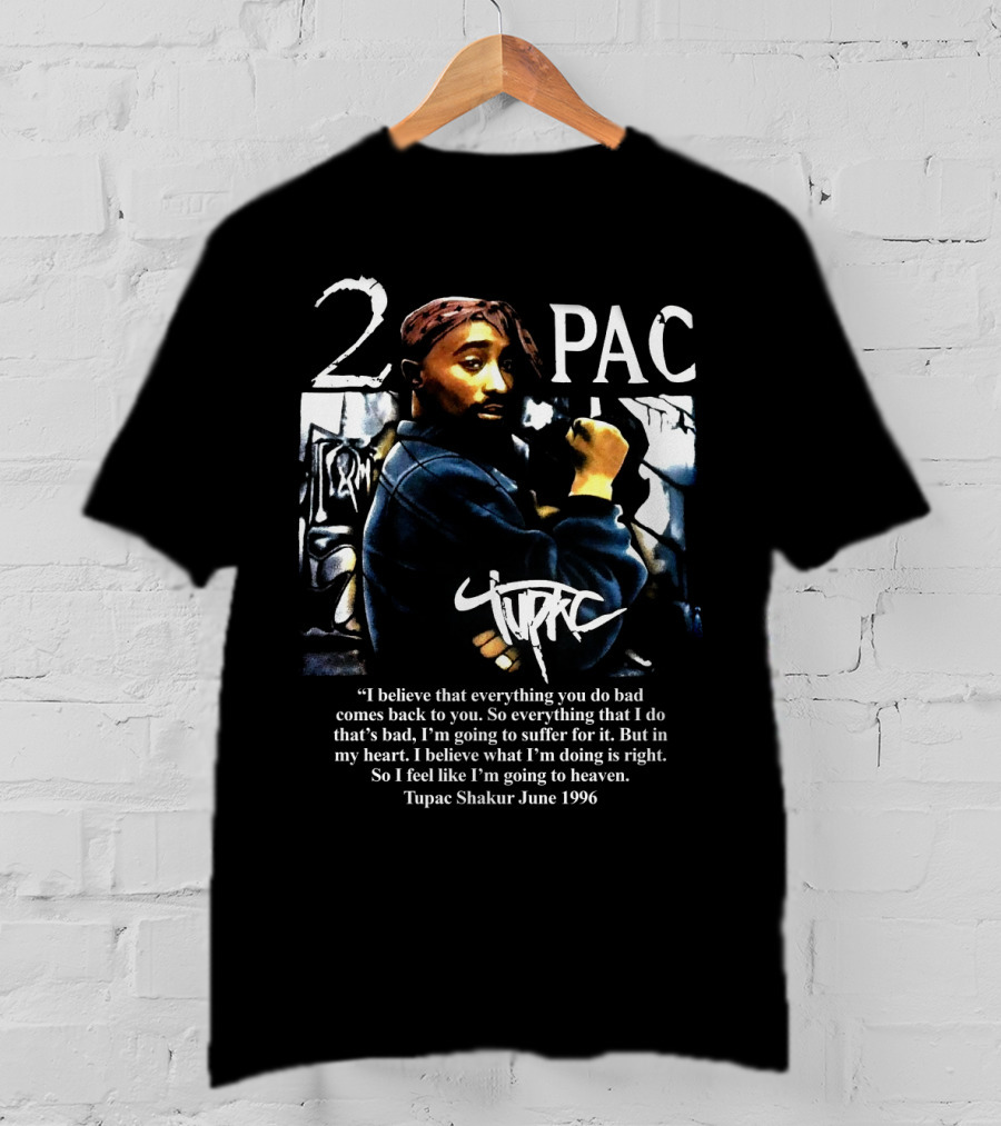 2Pac Shakur Quote June 1996 Graffiti Portrait T-Shirt