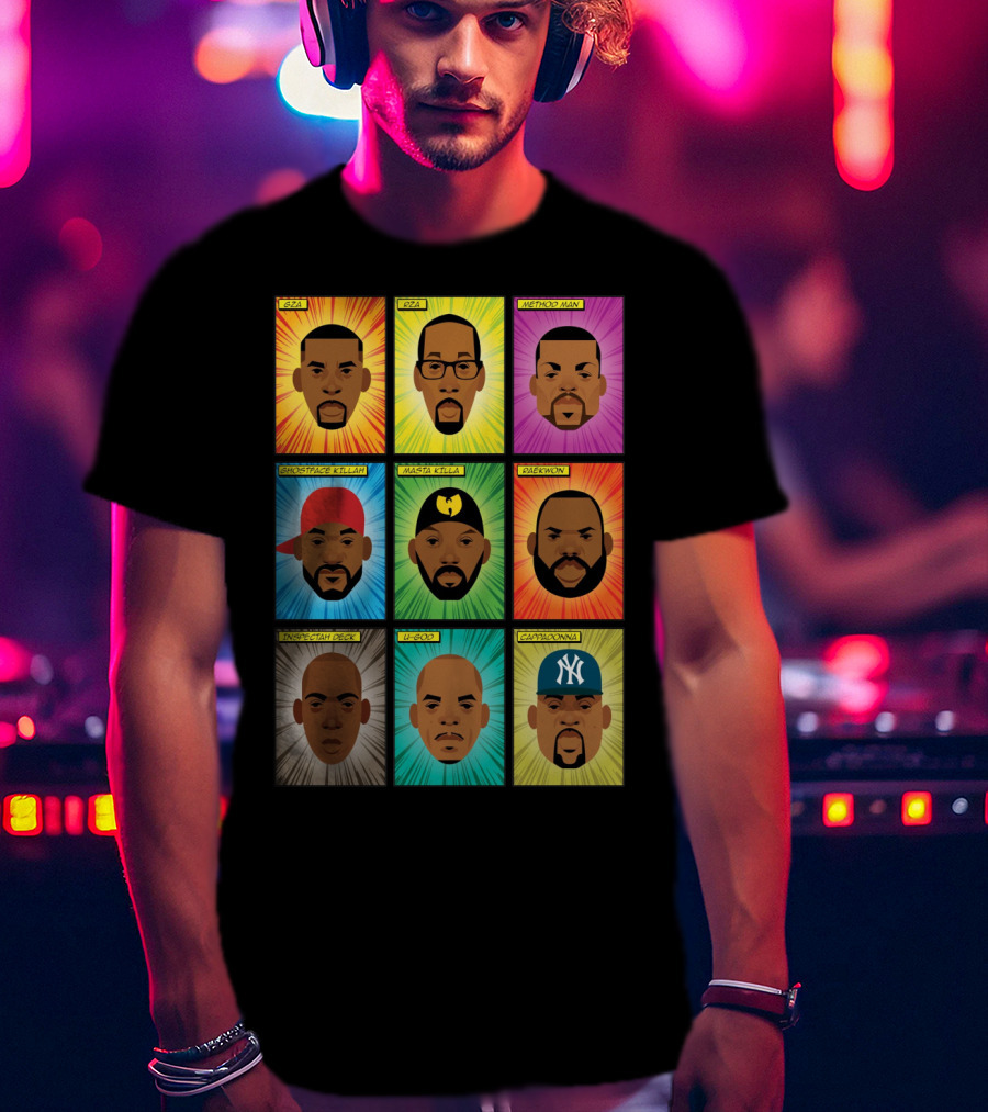 Wu-Tang Clan Gza Rza Method Man Ghostface Killah Masta Killa Raekwon Inspectah Deck U-God Cappadonna Portraits T-Shirt