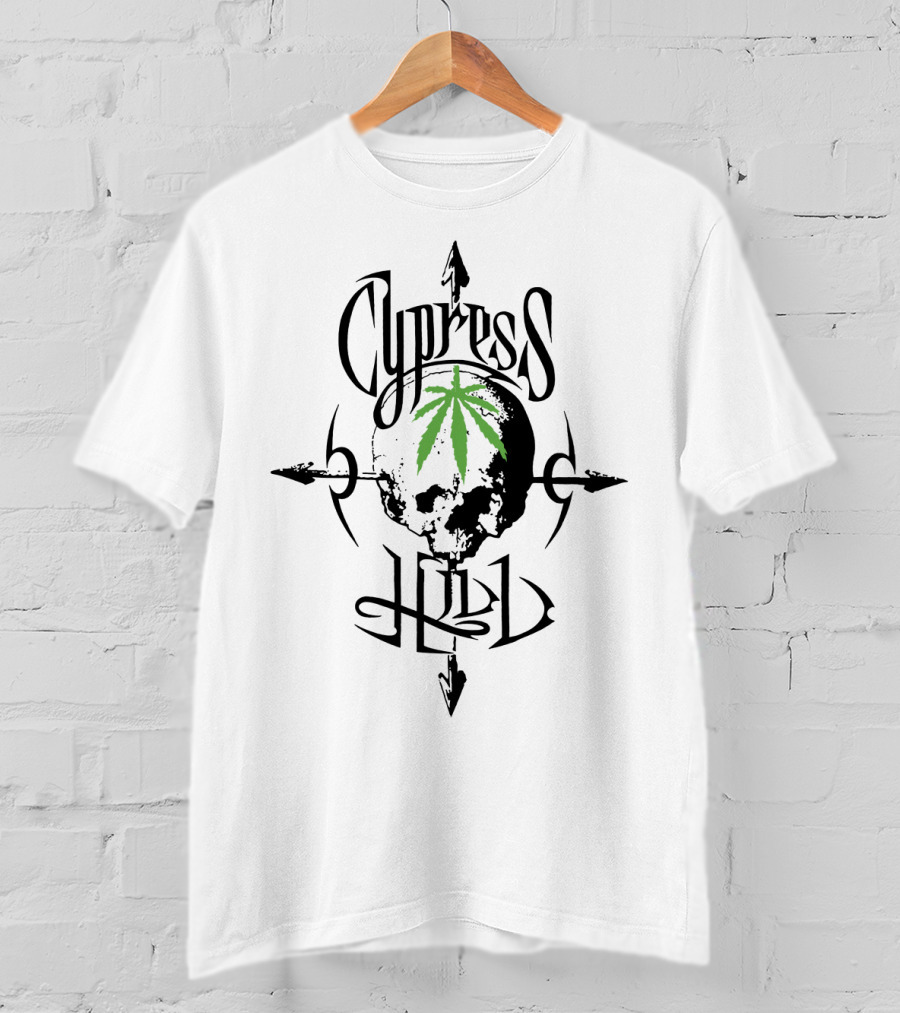Cypress Hill Skull Logo With Green Leaf And Arrows T-Shirt