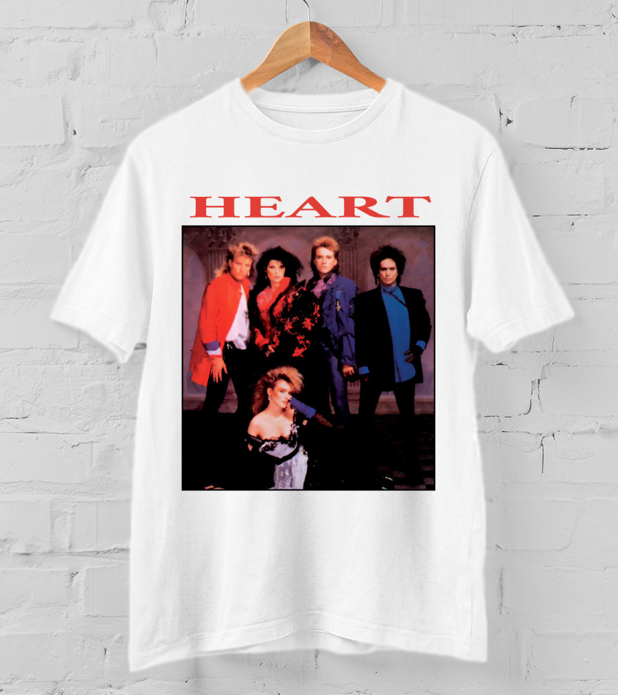 Heart Band Group Photo With Bold Red T-Shirt