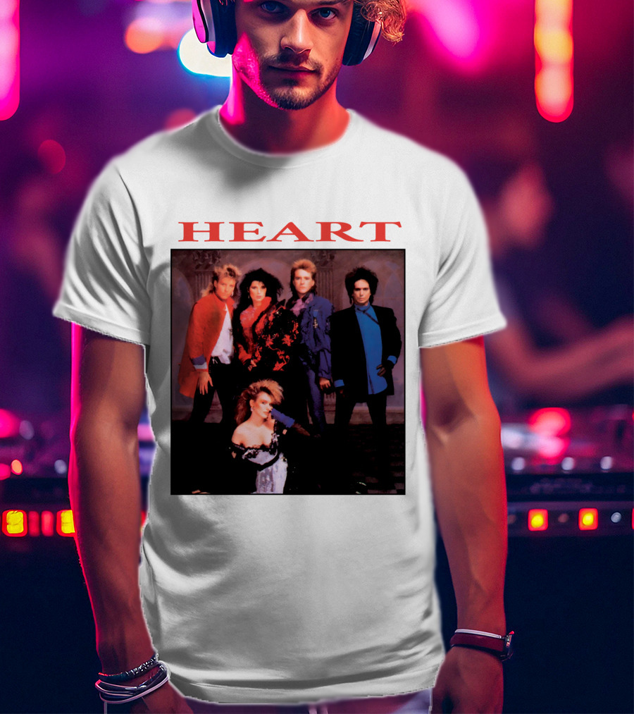 Heart Band Group Photo With Bold Red T-Shirt