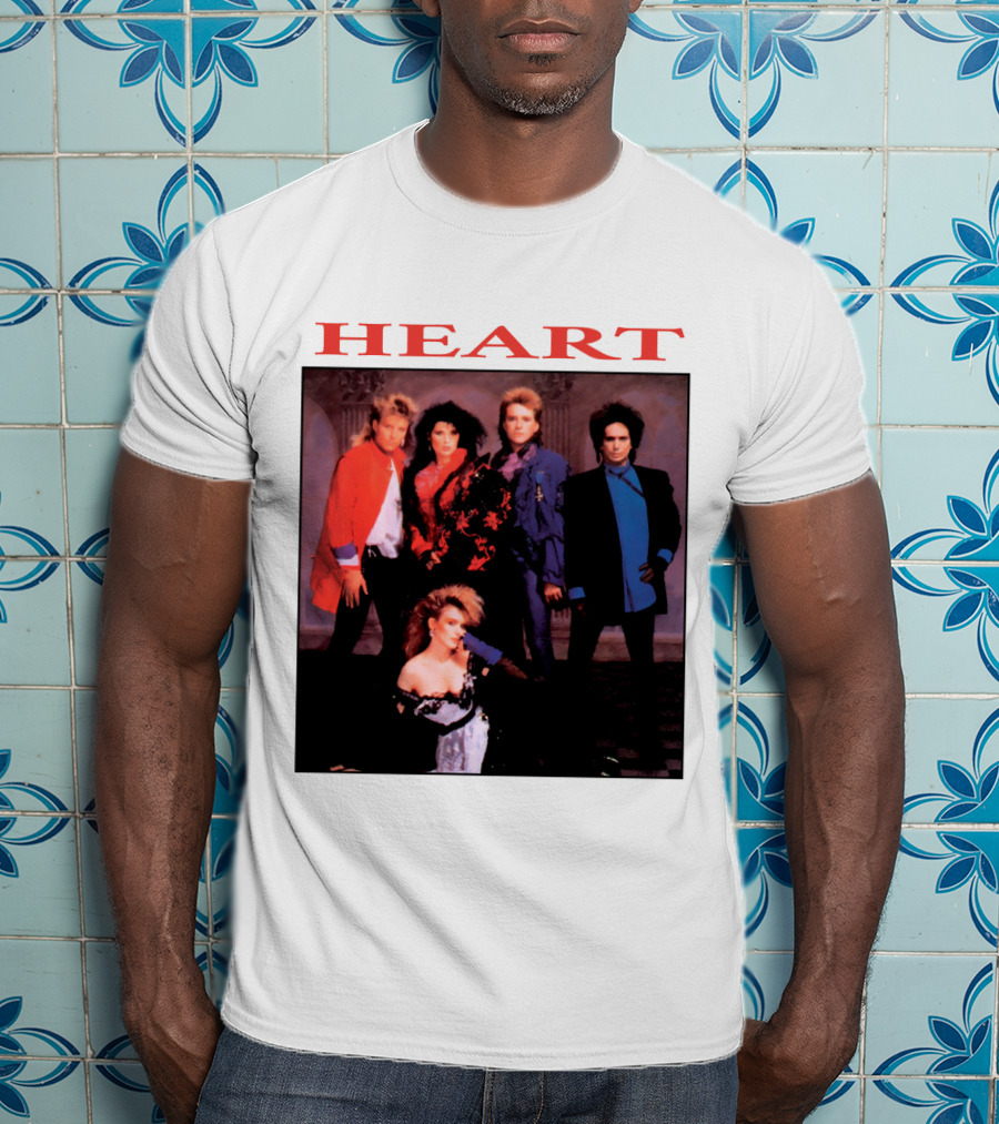 Heart Band Group Photo With Bold Red T-Shirt